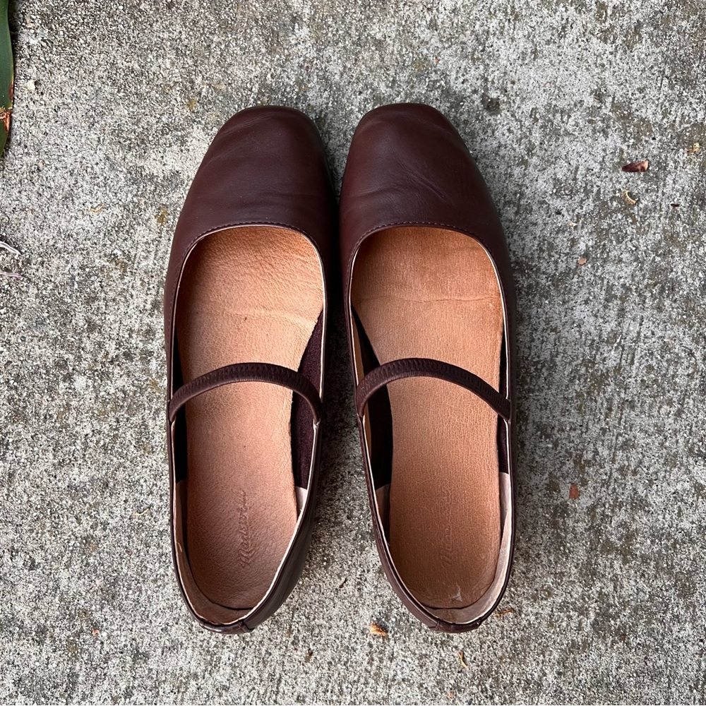 Madewell | Greta Brown Leather Flats Maryjanes GUC - Picture 3 of 9
